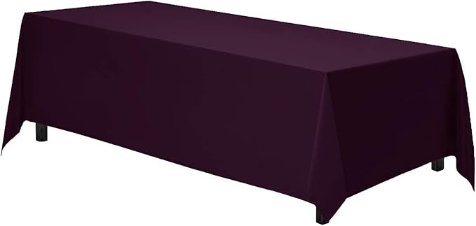 Gee Di Moda Rectangle Tablecloth - 90 x 156 Inch Eggplant - Heavy Duty Washable Polyester - 8 Ft Table, Holiday Party, Wedding & Baby Shower