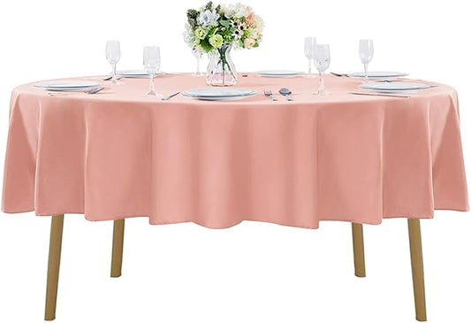 90 inch Round Tablecloth Washable Polyester Table Cloth Decorative Table Cover for Wedding Party Dining Banquet（90 inch, Dusty Pink）