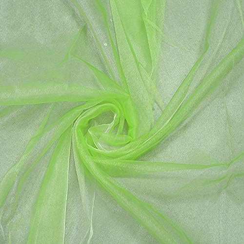 VDS Apple Green Organza Fabric, 20 Yards Continuous, 45” Wide, Wedding Party Decoration Iridescent Crystal Sheer Shiny Organza Tulle Bridal Dress DIY Crafts Costume Sewing Backdrop Arch Cloth