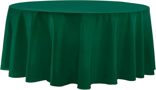 Round Tablecloth 132 Inch 2 Pack Dark Green Tablecloths Washable Decorative Linen Polyester Table Clothes Cover for Dining Table Banquets Buffet Parties and Wedding