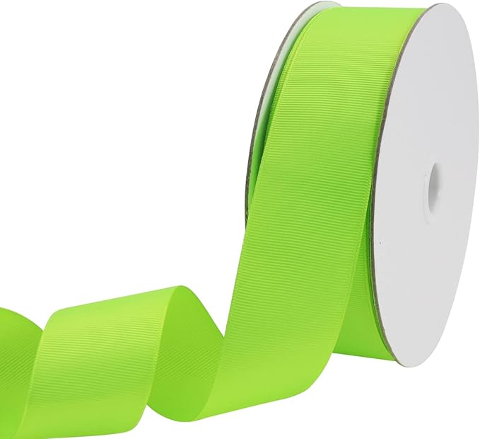 One Roll 50 Yards Soild Neon Green Grosgrain Ribbon 1 1/2 inch Flower Bouquets Ribbons-1.5 inch Thick Gift Wrapping Ribbon-DIY Crafts Bow Hair Headband Accessories Ribbons #544(38mm)