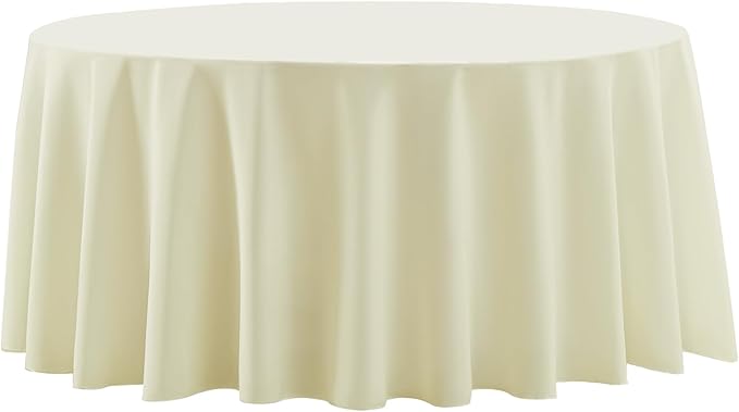 Round Tablecloth 2 Pack 108 Inch Ivory Tablecloths Washable Decorative Linen Polyester Table Clothes Cover for Dining Table Banquets Buffet Parties and Wedding
