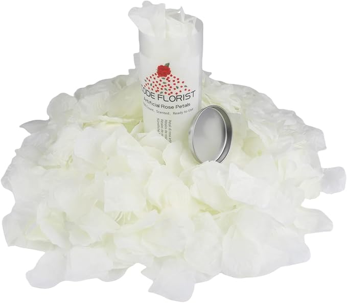 CODE FLORIST 1100 PCS Silk Rose Petals for Valentine's Day,Fake Rose Petals for Romantic Night,Wedding,Proposal Anniversary Flower Decorations(Separated,Scented,Ivory)