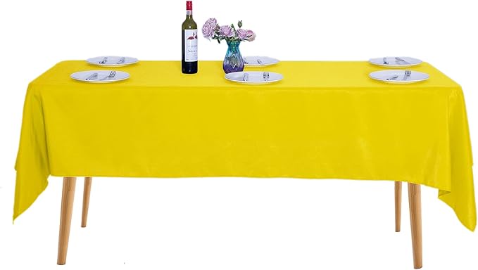Ascoza 2pack 60x102 Inch Yellow Rectangular Tablecloth 6 Feet Table Cloth in Polyester Fabric for Wedding/Banquet/Restaurant/Parties