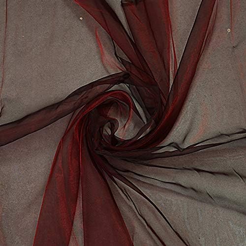 VDS Burgundy Organza Fabric, 35 Yards Continuous, 45” Wide, Wedding Party Decoration Iridescent Crystal Sheer Shiny Organza Tulle Bridal Dress DIY Crafts Costume Sewing Backdrop Arch Cloth