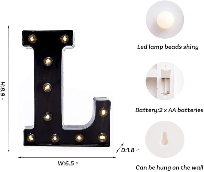 Foaky Black LED Marquee Number Lights Sign Light Up Marquee Number Lights Sign for Night Light Wedding Birthday Party Battery Powered Christmas Lamp Home Bar Decoration
