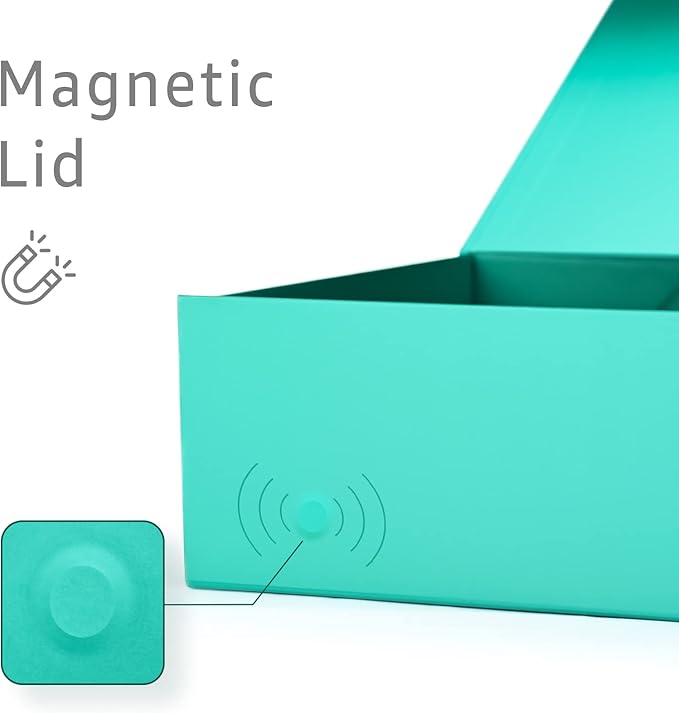 LIFELUM Green Blue Gift Box 13.85 x 8.35 x 4.45 inch, 1 Pack Big Gift Box with Magnetic Lid for Presents,Birthday, Bridesmaid Proposal Boxes Contains Ribbon, Card,Shredded Paper Filler