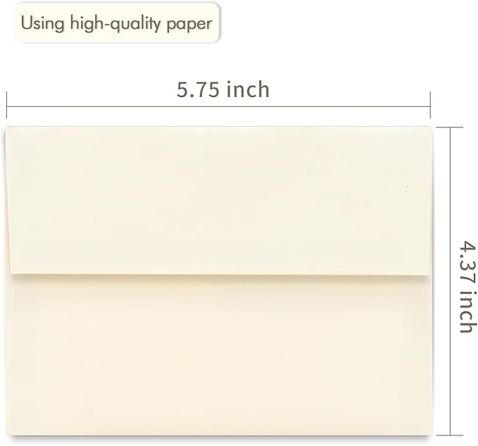 100 Pack A2 Ivory Envelopes Self Sealing Adhesive Perfect for Weddings, RSVP, Invitations, Baby Shower,Greeting Cards,Announcements, Thank You Notes| A2(4.375 x5.75 Inches)
