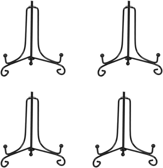 (4 pack)Iron Display Stand, Black Iron Easel Plate Display Photo Holder Stand, Displays Picture Frames, Decorative Plates, Tablets and Art 4 Inch