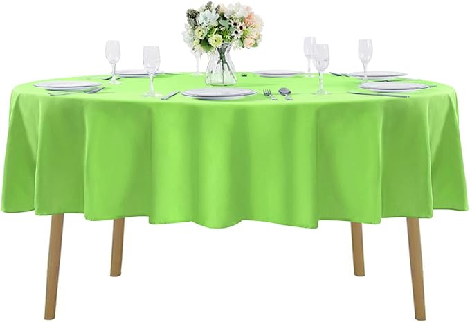 70 inch Round Tablecloth Washable Polyester Table Cloth Decorative Table Cover for Wedding Party Dining Banquet（70 inch,Apple Green）