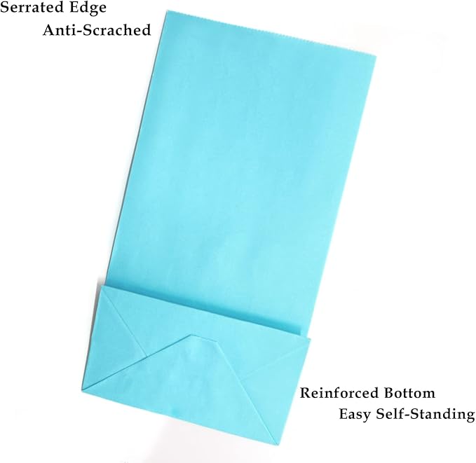 Oletx 30-Pack Dark Blue Party Favor Paper Bags, 9'' Wrapped Treat Bags for Birthday Party, Babyshower, School Activities