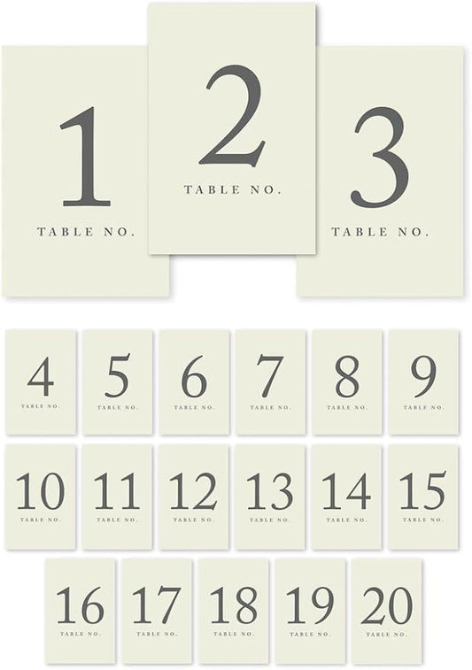 Andaz Press Table Numbers 1-20 on Perforated Paper, Ivory, 4x6-inch Single Sided Sign, 1-Set, For Weddings, Bridal Shower