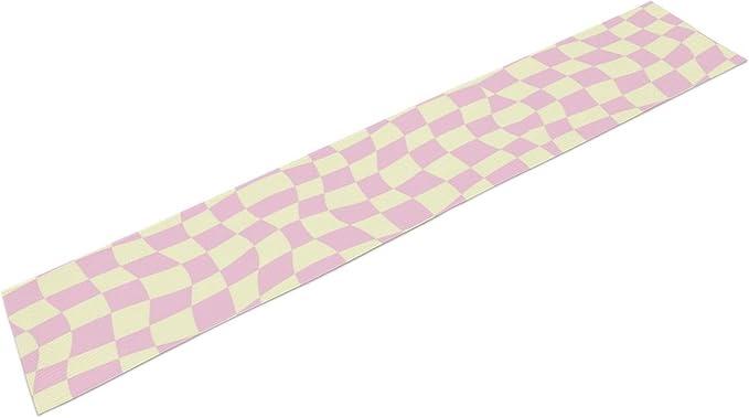 Hippie Table Runner Retro Geometric Square Purple Grid 60s70s Style Kitchen Restaurant Decoration for Indoor and Outdoor Wedding Party Table Runner 13x60 Inch
