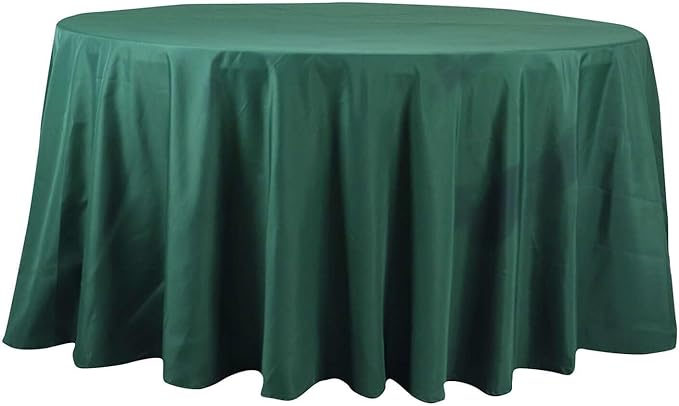 Efavormart Round Tablecloth, 132 Inch Stain & Wrinkle Resistant Washable Table Cloth, Decorative Polyester Fabric Table Cover for Banquet, Wedding, Dining- Hunter Green