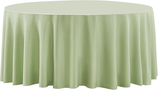 Round Tablecloth 132 Inch 2 Pack Sage Green Tablecloths Washable Decorative Linen Polyester Table Clothes Cover for Dining Table Banquets Buffet Parties and Wedding