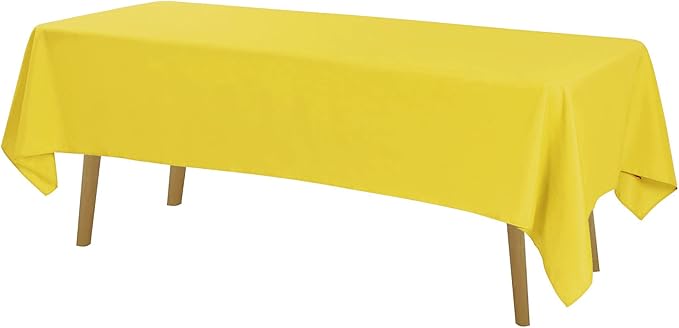 Rectangle Tablecloth 60x102 inch Washable Polyester Fabric Table Cloth for Wedding Party Dining Banquet Decoration（60x102, Yellow）