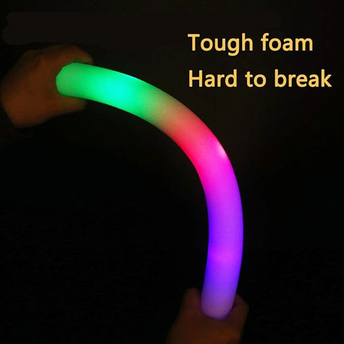 Foam Glow Sticks Bulk 100 Pack,3 Modes Flashing LED Light Sticks Glow in The Dark Party Supplies Light Up Toys for Parties Wedding Birthday Concert Christmas Halloween