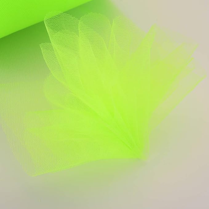 Tulle Fabric Roll, 6” by 200 Yards (600FT) Tulle Organza Fabric Spool for DIY Tutu Skirt Baby Shower Decor Wedding Backdrop Crafts Birthday Party Supplies (Fluorescent Green)