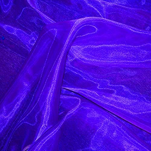 VDS Royal Blue Organza Fabric, 30 Yards Continuous, 45” Wide, Wedding Party Decoration Iridescent Crystal Sheer Shiny Organza Tulle Bridal Dress DIY Crafts Costume Sewing Backdrop Arch Cloth