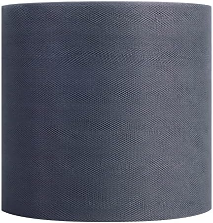 Tulle Rolls 6” by 100 Yards (300 feet) Tulle Roll Spool Fabric for DIY Tutu Skirts Wedding Baby Shower Crafts Decorations Party Supplies (Grey)