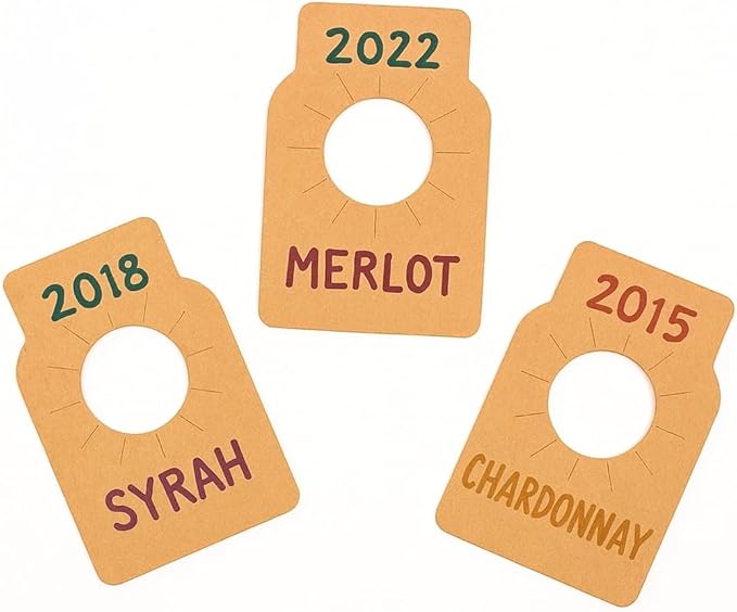 200 PCS Wine Bottle Tags –Paper Hanging Cellar Labels for Bottle Neck, Double-Sided Writable Gift Tags for Wine Racks, Champagne & Homebrew Organization (Kraft)