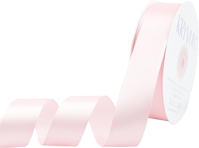 Baby Pink Satin Ribbon 1 inch X Continuous 50 Yards, Single Face Polyester Ribbon Perfect for Gift Wrapping, Flower Bouquet, Wedding Decor, Crafts, Bow Making, Sewing and More