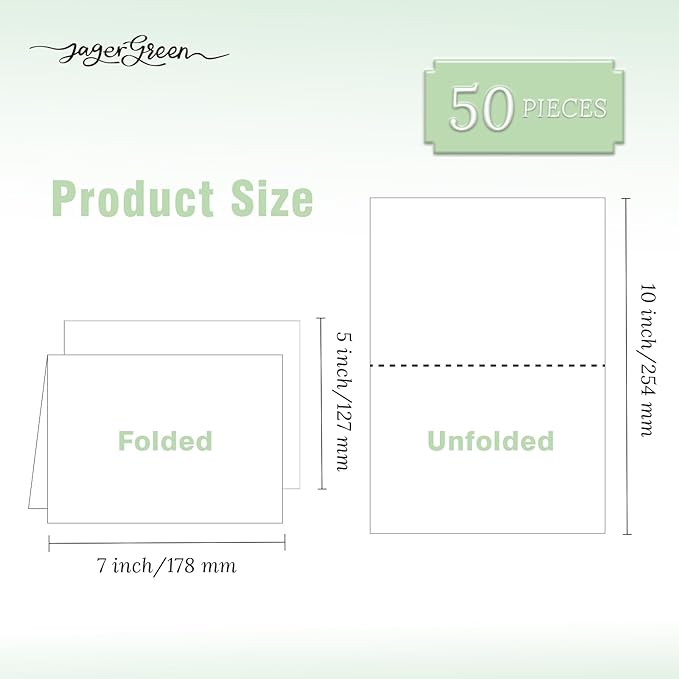 50 Pack 5x7 Thank You Cards, White Blank Card Stock Bulk, Thick Folded Heavy Card Paper, Thank You Notes for Wedding Invitation, Greeting Cards, Envelopes, Card Making Supplies (Cards Only)