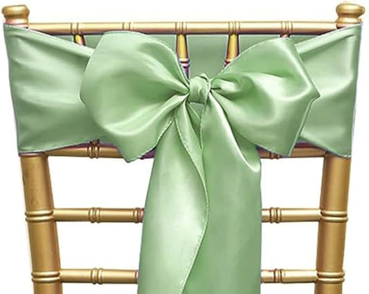 50 Pack Satin Sage Green Chair Sashes for Wedding Birthday Party Bridal Shower Gender Reveal Decorations, Sage Green Chair Sash for Folding Chairs Banquet Chairs Chiavari Chairs