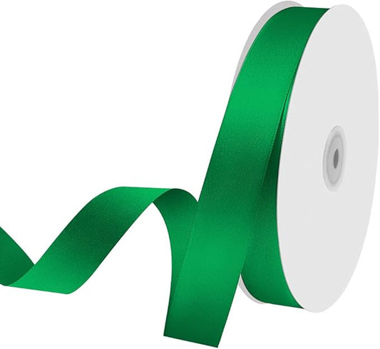 1" x 100 Yards Satin Ribbon - Green Silk Ribbon with Spool - Ideal for Gift Wrapping, Floral Bouquets, Crafts, Wedding Party Decorations, Christmas and Sewing Projects