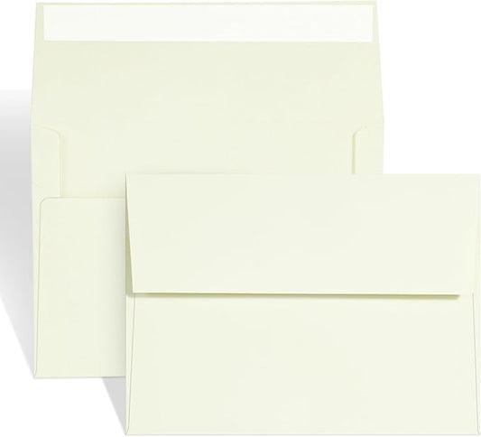 100 Pack A2 Ivory Envelopes Self Sealing Adhesive Perfect for Weddings, RSVP, Invitations, Baby Shower,Greeting Cards,Announcements, Thank You Notes| A2(4.375 x5.75 Inches)