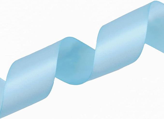 1" x 50 Yards Light Blue Satin Ribbon Single Faced Fabric Ribbons for Gift Wrapping, Crafting, Bows Making, Flower Bouquet, Wedding, Home Decor