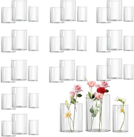 Glass Cylinder Vase for Set of 36 for Centerpieces, 4,4,5 inch Tall Clear Cylinder Vase Bulk Floating Candle Holder Flower Vase for Wedding Table Home Décor and Party