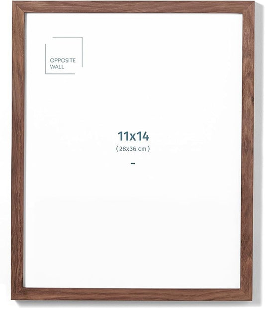 Opposite Wall - 11x14 in - Dark Solid Oak Wood Picture Frame - Lightweight, Versatile & Shatterproof - Wall Hanging Poster or Photo Frame - Wall Decor for Office, Gallery & Home