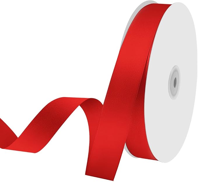 1" x 100 Yards Satin Ribbon - Red Silk Ribbon with Spool - Ideal for Gift Wrapping, Floral Bouquets, Crafts, Wedding Party Decorations, Christmas and Sewing Projects