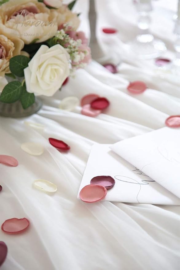 Floroom 500pcs Rose Petals Red Fake Faux Silk Flower Petals for Wedding Flower Girl Basket Aisle Scatter Sweetheart Table Centerpieces Party Confetti Bridal Shower Romantic Night Home Decoration