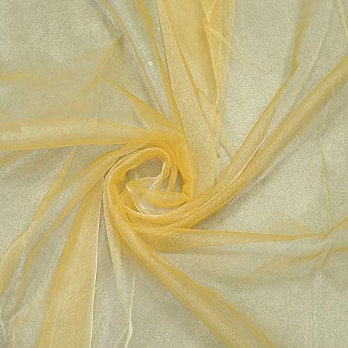 VDS Gold Organza Fabric, 75 Yards Continuous, 45” Wide, Wedding Party Decoration Iridescent Crystal Sheer Shiny Organza Tulle Bridal Dress DIY Crafts Costume Sewing Backdrop Arch Cloth