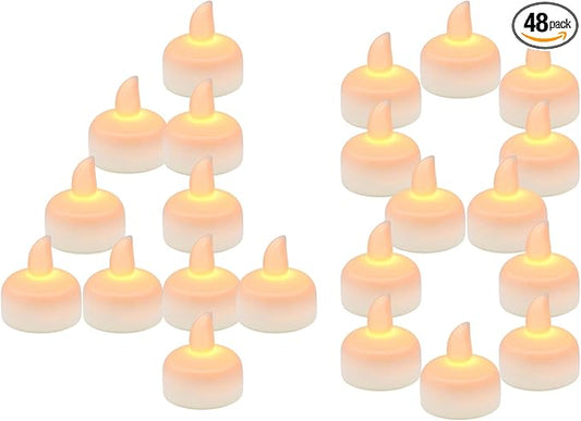 48pcs Warm White Flameless Waterproof LED Floating Tealights Candles for Aquatic Ambiance - Wedding, Party, Spa