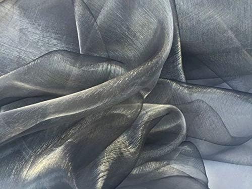 VDS Silver Gray Organza Fabric, 75 Yards Continuous, 45” Wide, Wedding Party Decoration Iridescent Crystal Sheer Shiny Organza Tulle Bridal Dress DIY Crafts Costume Sewing Backdrop Arch Cloth