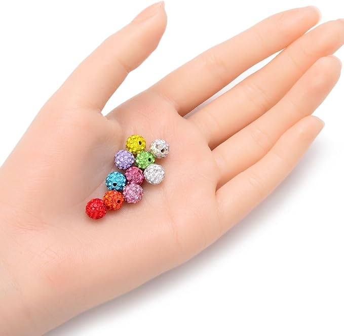 25pcs Adabele Grade A Suncatcher Crystal Rhinestone Pave Loose Beads 8mm Crystal Golden Shadow Polymer Clay Disco Ball Spacers Compatible with Shamballa All Craft Jewelry Making DB8-28
