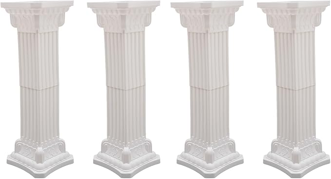 Roman Pillars Decoration Party Flower Pot Columns Set 4Pcs Decor Pedstal Stand 11.8x35.4in Flower Floral Wedding Party Event Road Decorative Columns (11.8x35.4in)
