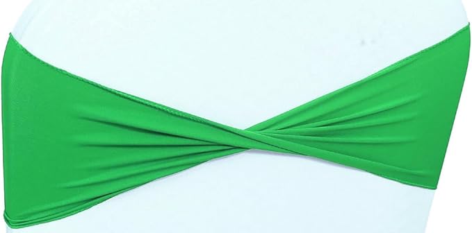 MDS Pack of 10 Spandex Chair Sashes Bows Elastic Stretch Dining Chair Bands Ties Without Slider Buckle Universal fits for Wedding Baby Shower Birthday Party Banquet Event Decoration - Light Green
