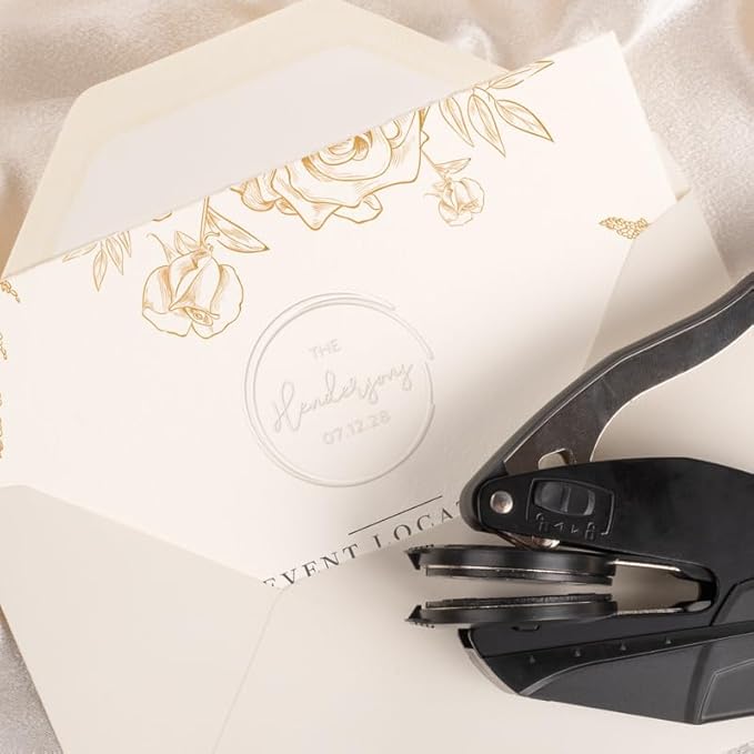 Personalized Wedding Embosser | Custom Made with Initials or Monograms for Couples | Elegant Designs for Stationery, Invitations, Napkins, and More (Design 5)