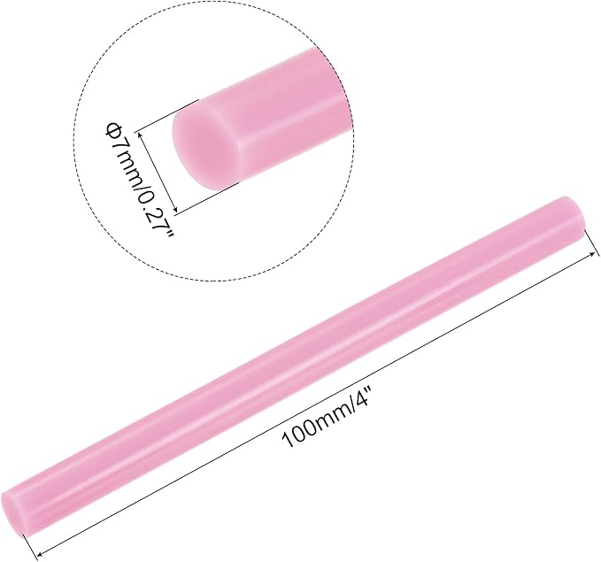 uxcell 20pcs Hot Glue Sticks for Glue Gun 7mm/0.27-inch x 4-inch Mini Hot Melt Adhesive Glue Stick Pink