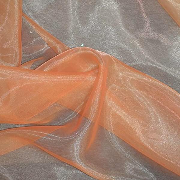 VDS Peach Organza Fabric, 100 Yards Continuous, 45” Wide, Wedding Party Decoration Iridescent Crystal Sheer Shiny Organza Tulle Bridal Dress DIY Crafts Costume Sewing Backdrop Arch Cloth