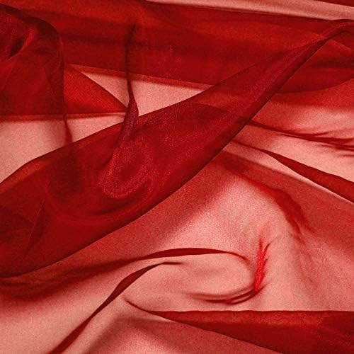 VDS Red Organza Fabric, 45 Yards Continuous, 45” Wide, Wedding Party Decoration Iridescent Crystal Sheer Shiny Organza Tulle Bridal Dress DIY Crafts Costume Sewing Backdrop Arch Cloth