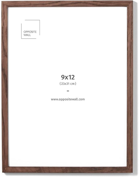 Opposite Wall - 9x12 in - Dark Oak Wood Picture Frame - Lightweight, Versatile & Shatterproof - Wall Hanging Poster or Photo Frame - Wall Decor for Office, Gallery & Home