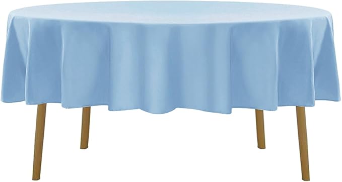 60 inch Round Tablecloth Washable Polyester Table Cloth Decorative Table Cover for Wedding Party Dining Banquet（60 inch,Blue Mist）