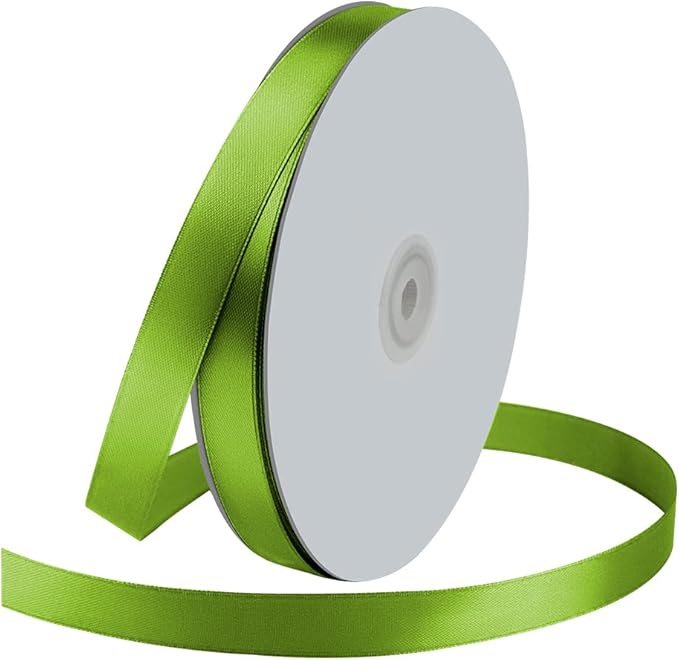 5/8" Wide x 100 Yards Single Face Polyester Satin Ribbon, Satin Ribbon for Crafts, Gift, Hair Bows, Wedding Party Decoration, Bow Making & Other Projects (Oliver Green)