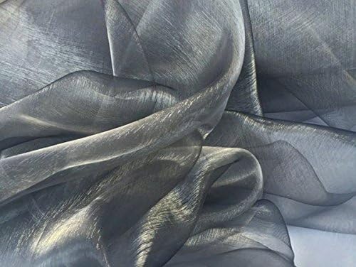 VDS Silver Gray Organza Fabric, 100 Yards Continuous, 45” Wide, Wedding Party Decoration Iridescent Crystal Sheer Shiny Organza Tulle Bridal Dress DIY Crafts Costume Sewing Backdrop Arch Cloth