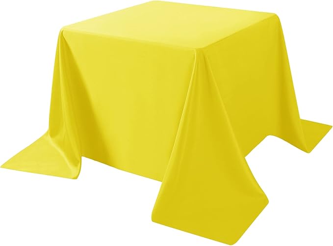 Cupuamon Square Tablecloth 90x90 inch Washable Polyester Fabric Table Cloth for Wedding Party Dining Banquet Decoration（90x90,Yellow）